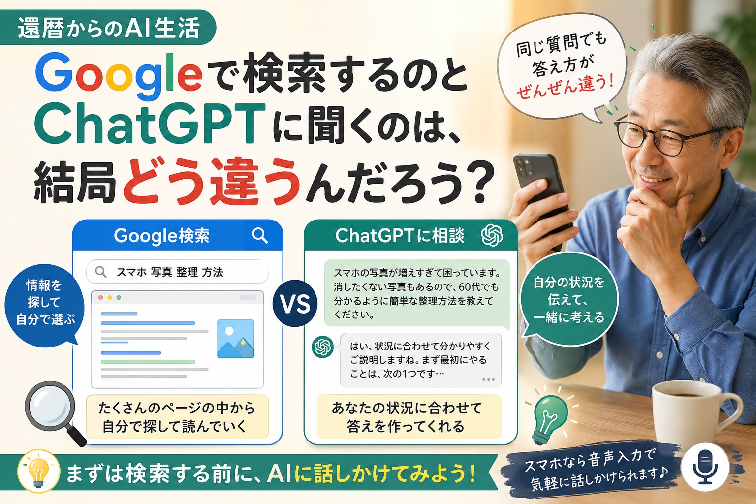 Googleで検索するのとChatGPTに聞くのは、結局どう違うんだろう？
