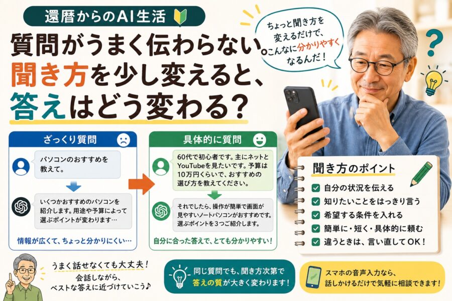 質問がうまく伝わらない。ChatGPTへの聞き方を少し変えると答えはどう変わる？