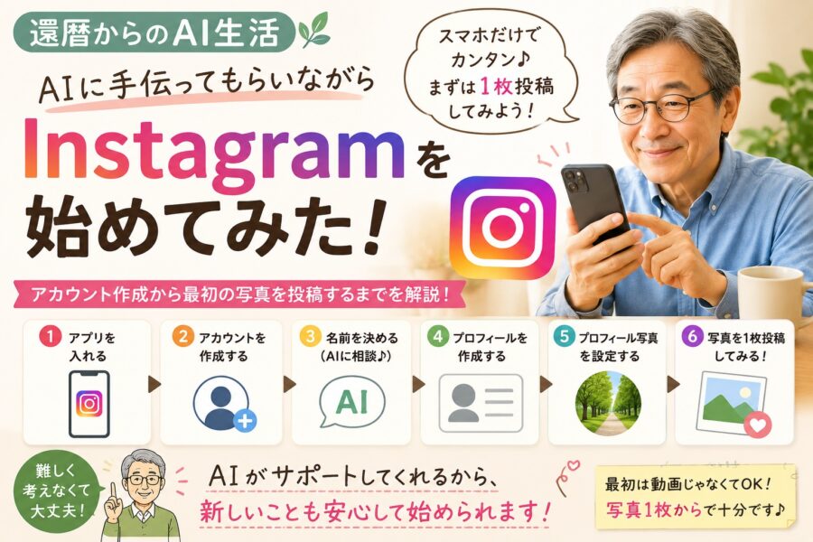 Instagramって難しそう？AIに手伝ってもらいながら、まず1枚投稿してみた