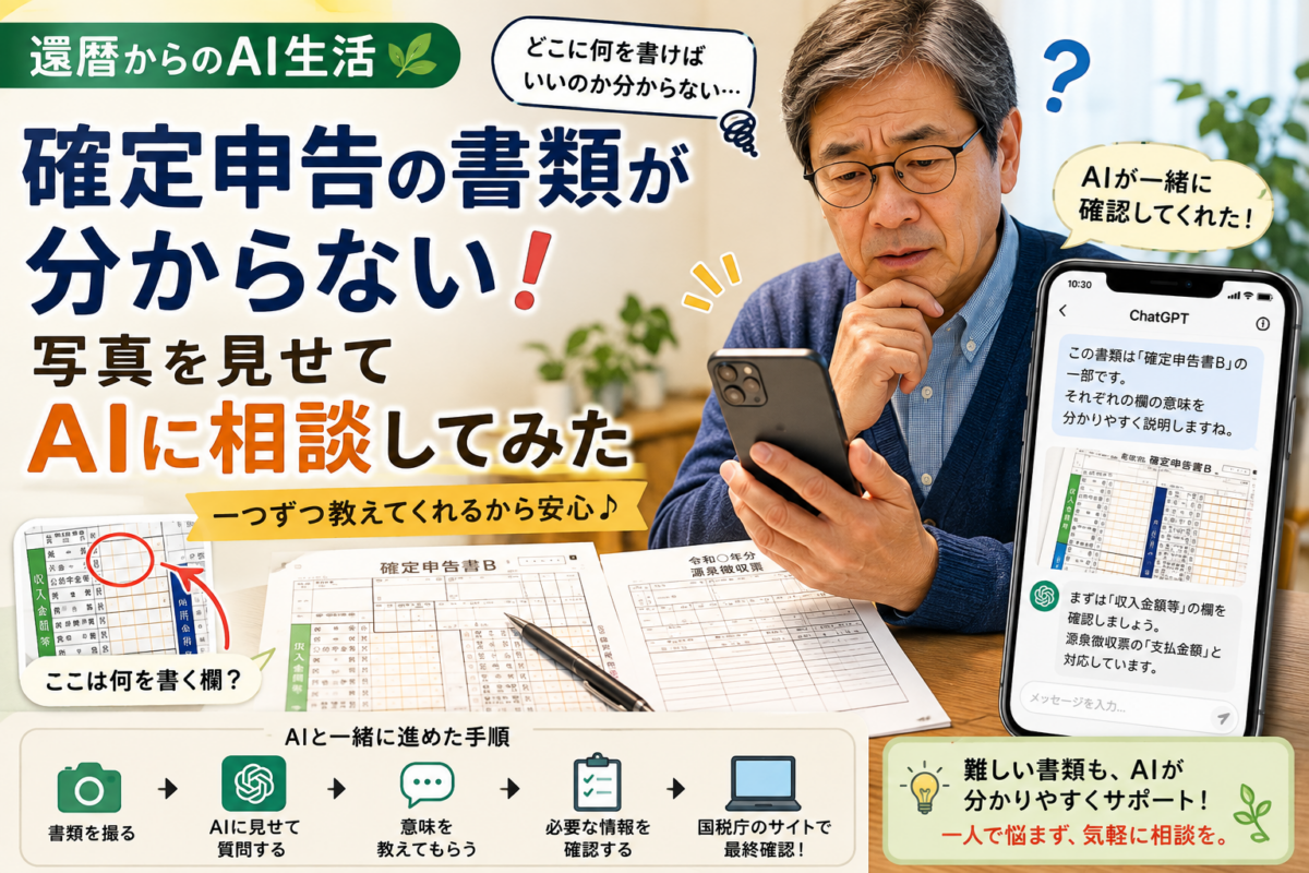 確定申告の書類が分からない。写真をChatGPTに見せながら一つずつ確認してみた