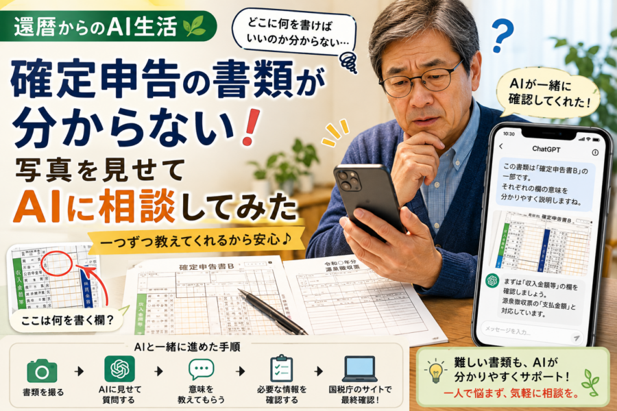 確定申告の書類が分からない。写真をChatGPTに見せながら一つずつ確認してみた