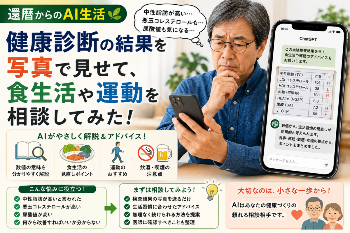 健康診断の結果を写真で見せたら？ChatGPTに食生活や運動を相談してみた