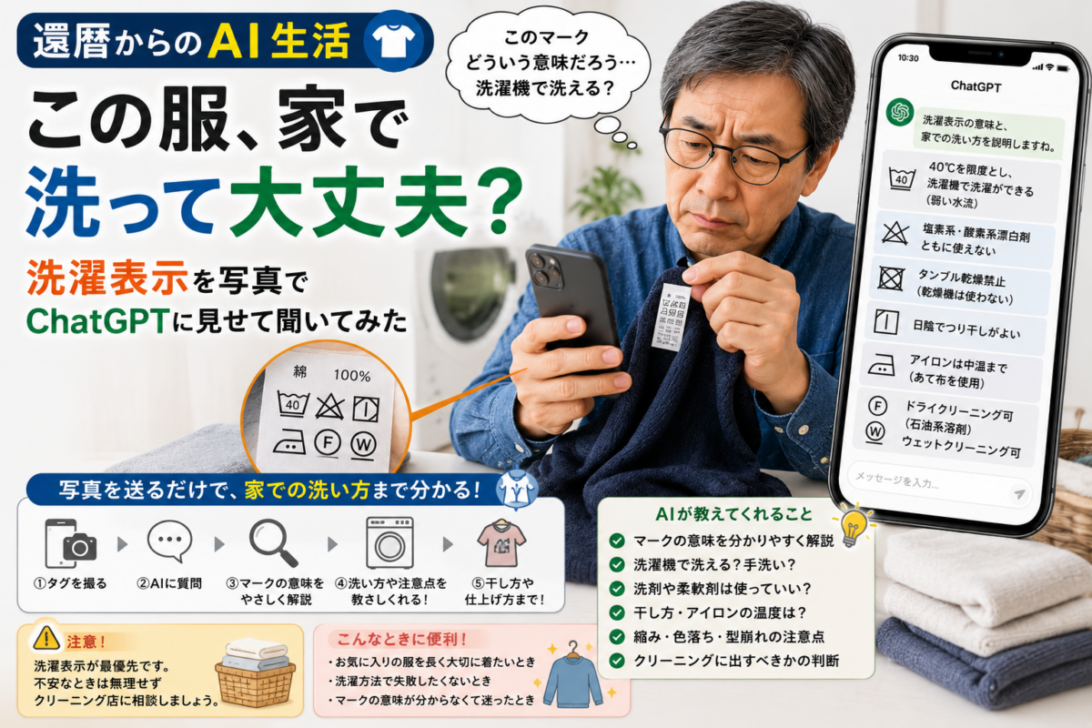 この服、家で洗って大丈夫？洗濯表示を写真でChatGPTに見せて聞いてみた